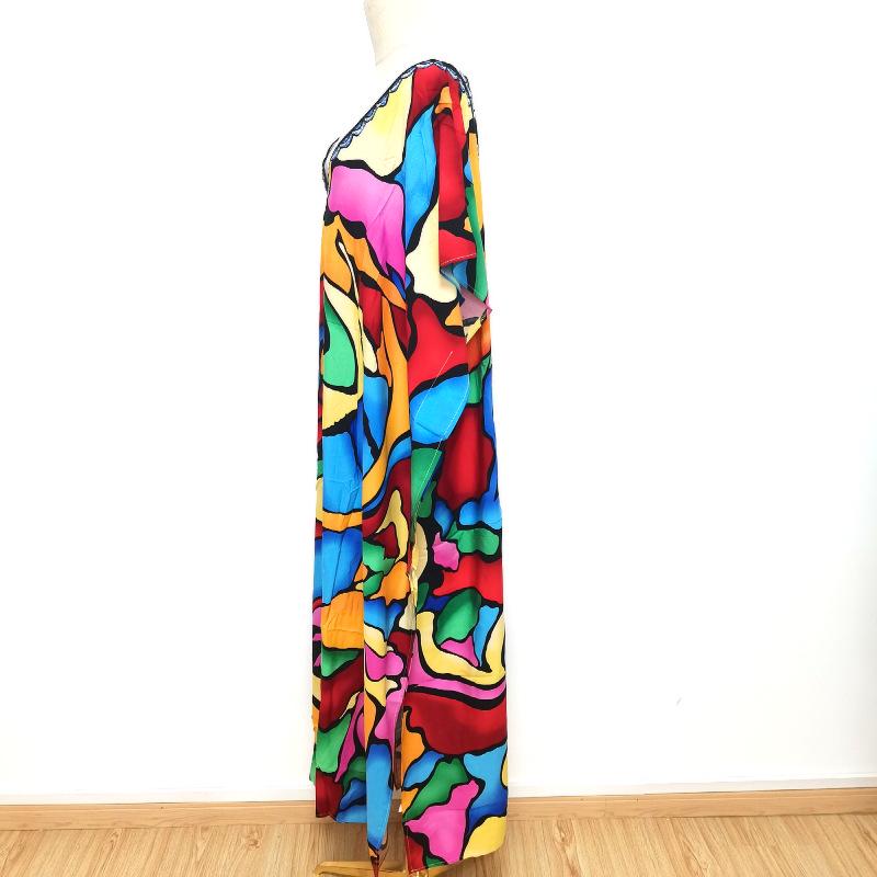 2022 European & American Beach Cover-up: Printed Long Robe & Bikini Sun Protection Dress