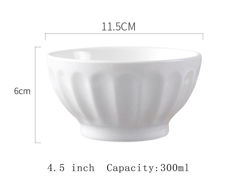 Household White Ceramic Rice Bowls 4.5~5.5 Inch Creative Round Solid Dining Tableware Chinese New Simple Fruit Salad Bowl