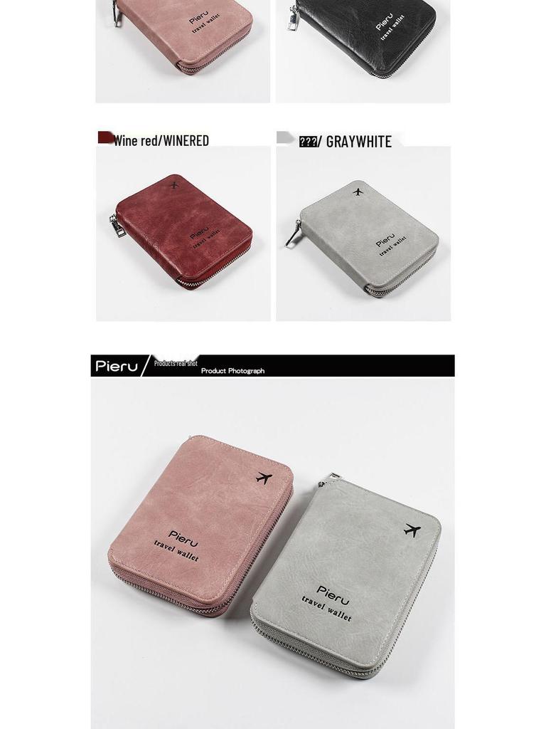 2024 RFID Anti-Theft Zipper Passport Holder: Multifunctional Travel Wallet Organizer