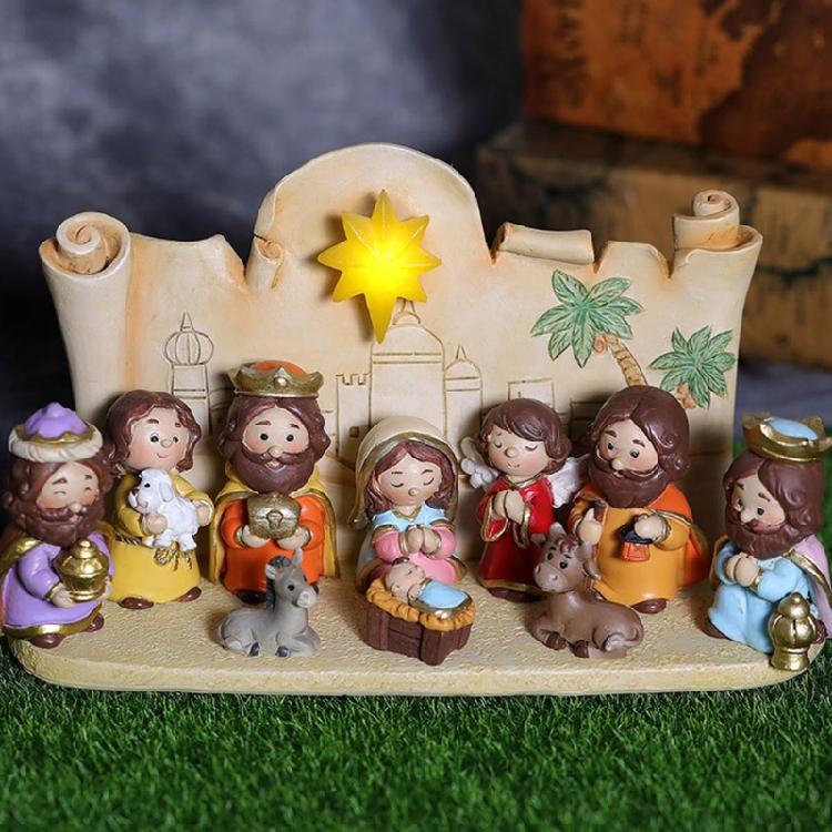 Christmas Manger Decoration Set Cartoon Jesus Holy Bedroom Living Room Decor