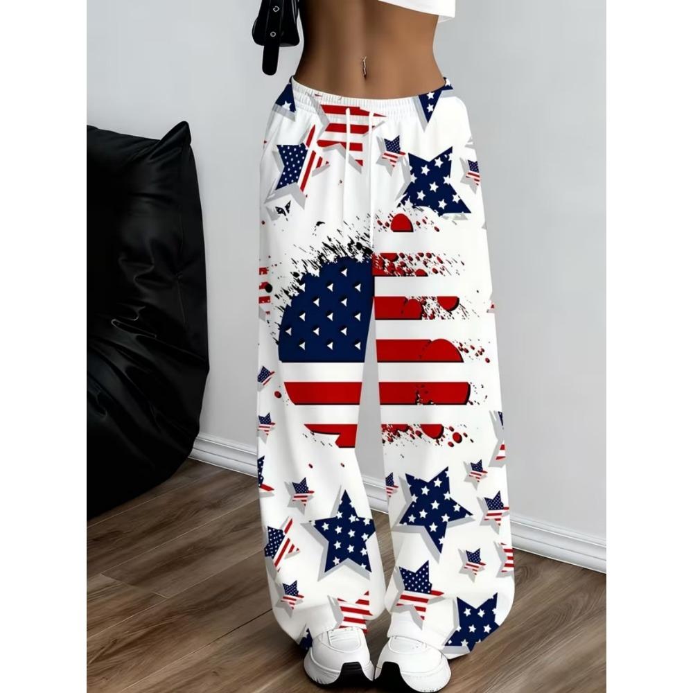 2026 Casual and Elegant Bohemian Style - Loose and Comfortable with Leaf Printed Wide Leg Elastic Waist Wide Leg Pants