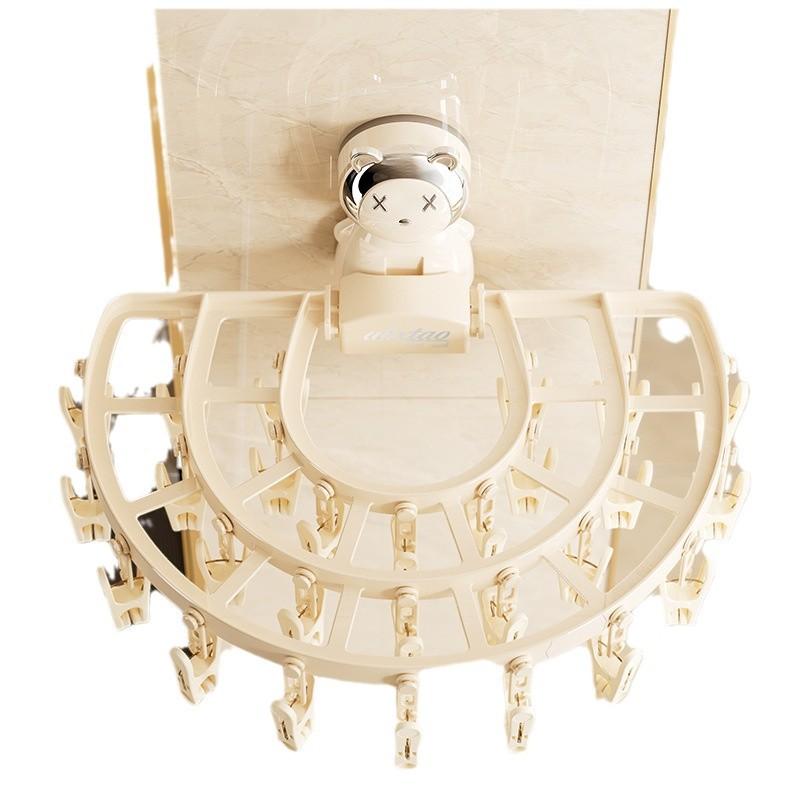 

Suction Cup Sock Drying Rack, Multi-clip Clothes Drying Rack, Multi-functional Balcony Underwear and Underpants Rack, Folding Sock Drying Rack молочный белый