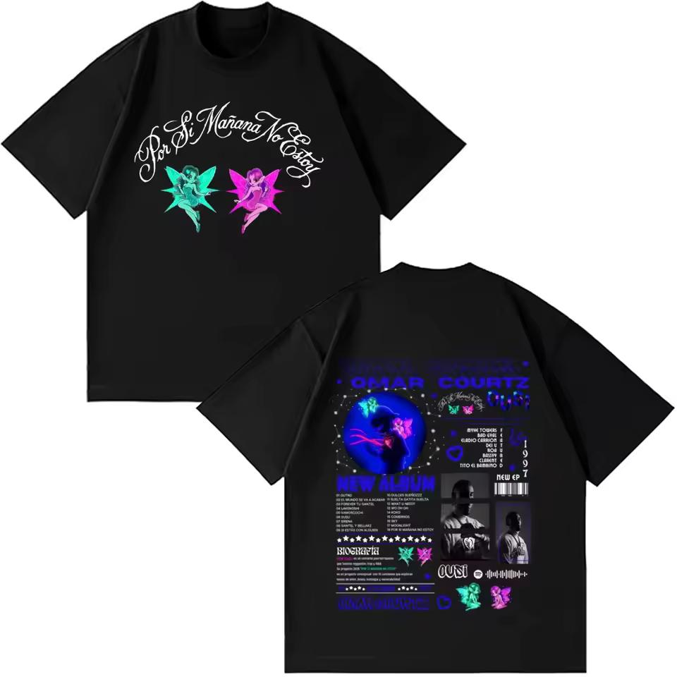 Omar Courtz Por Si Mañana No Estoy Tour 2026 Camisetas Estampadas para Hombre y Mujer Moda Casual Cuello Redondo Vintage Camisetas Holgadas Regalos para Fans