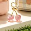 Keychain Pendant, Cherry Pendant Key Holder with Hearts Buckle, Alloy Polished Surface Backpack Charm Pendant for Women Accessories