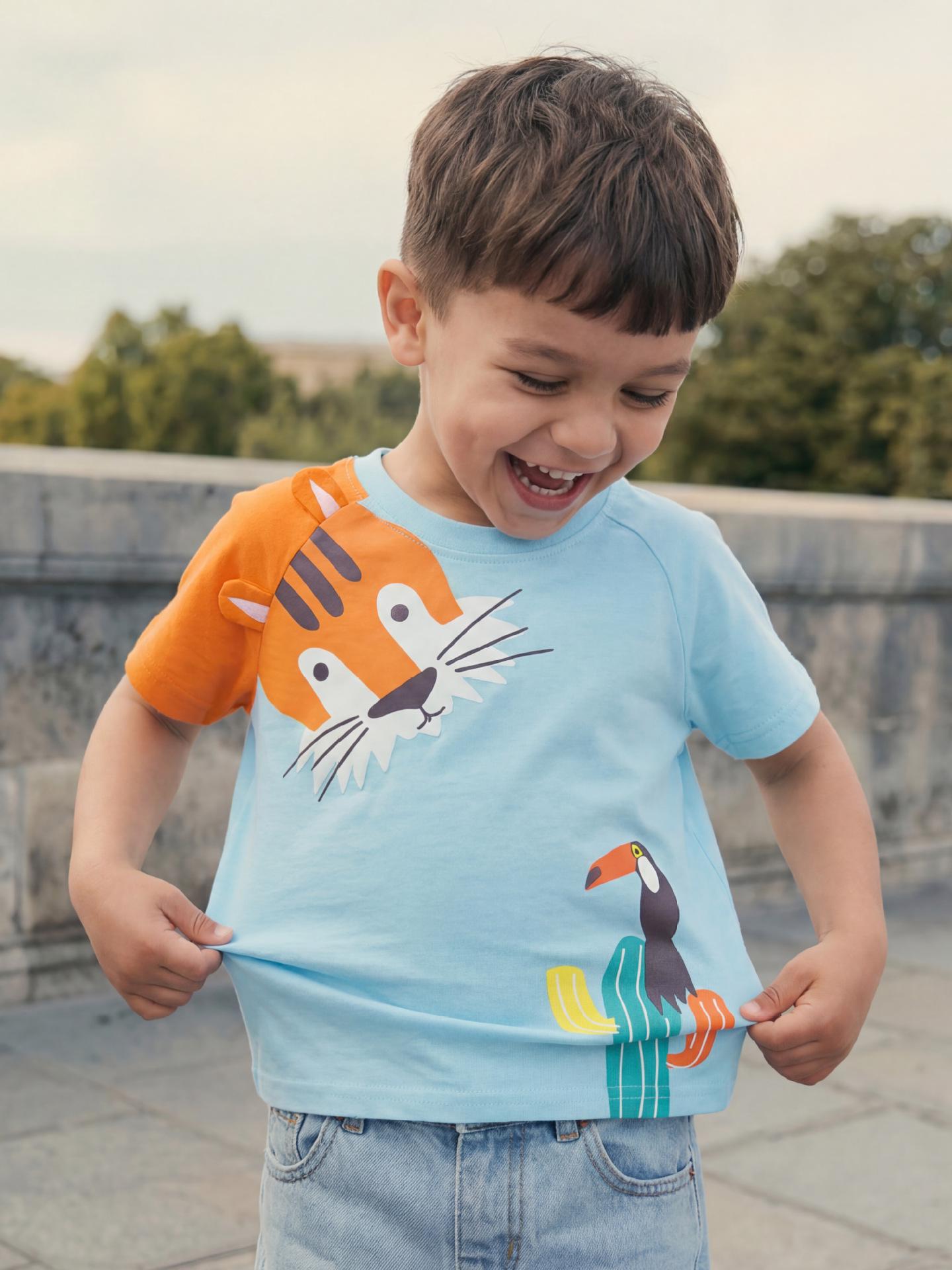 Summer 2026 Boys Cartoon Print European Style Cotton T-Shirt 110cm (5Y)