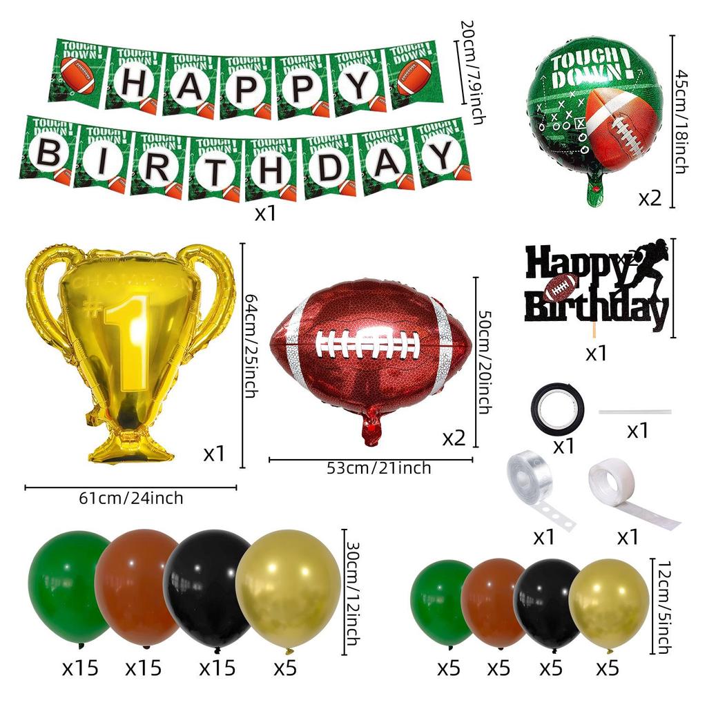 Rugby Theme Balloon Garland for Sports Field or Birthday Decor
