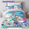 Genshin Impact Pattern Bedding Set Quilt Cover Pillowcase Home Decor Gift (1 * Duvet Cover + 2 * Pillowcase, Without Core)