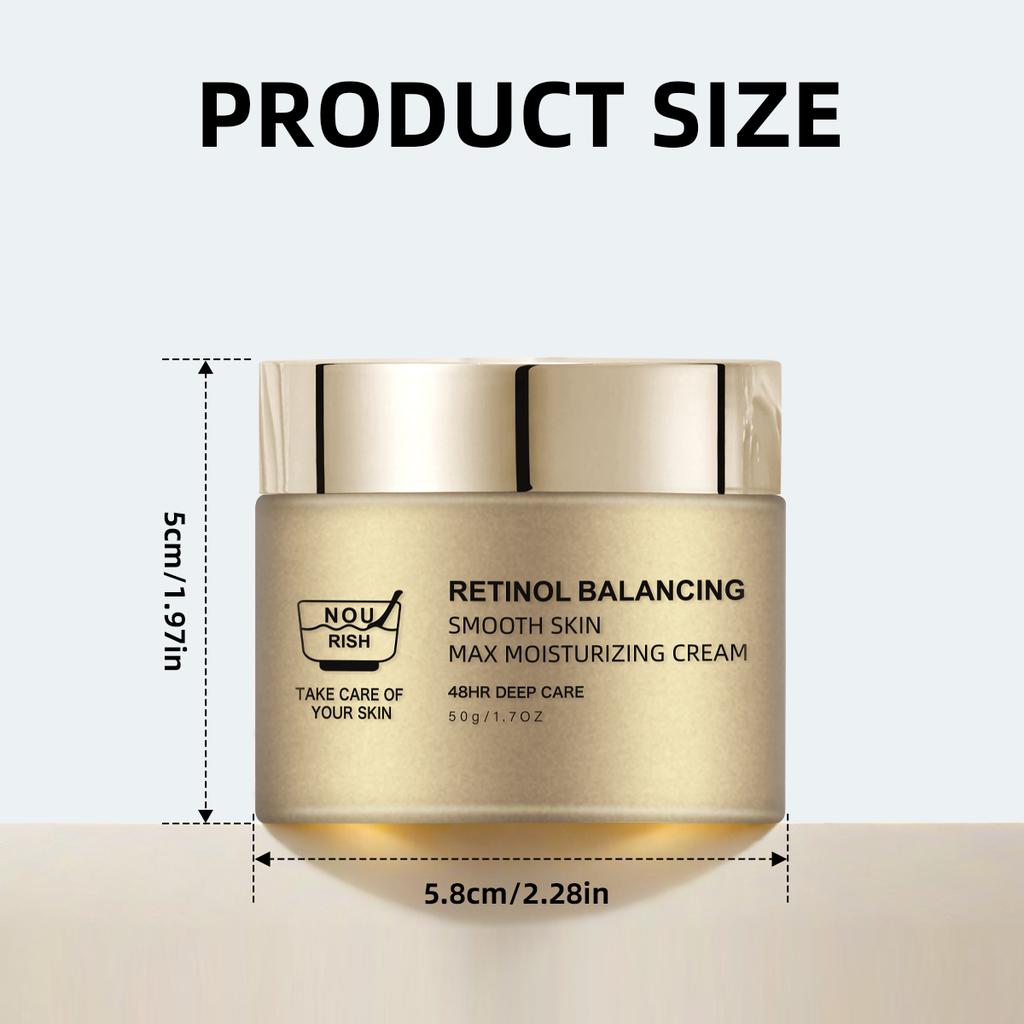 Retinol Skin-Balancing Moisturizing Cream 50G Deep 48H Hydration for Fine Lines and Dark Spots Firming Anti-Aging Treatment Jar All Skin Types
