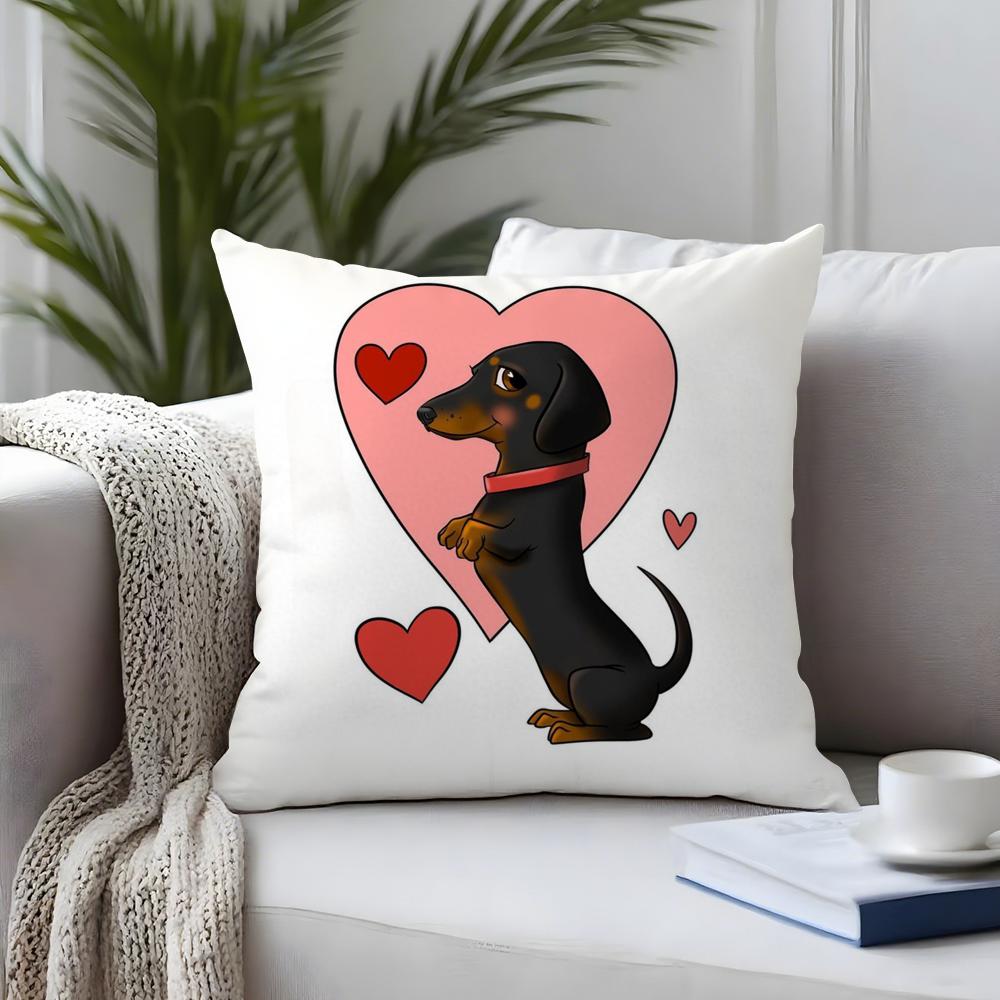 Sausage Dog Dachshund Cute Cushion Cover Plush Fabric Soft DoubleSided Printed Sofa Warm Winter Home Child Gift Pillow Case