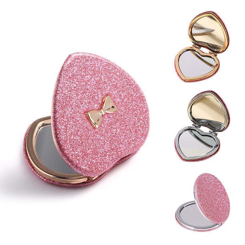Miroir de maquillage compact double face en forme de cœur pour les résidences étudiantes