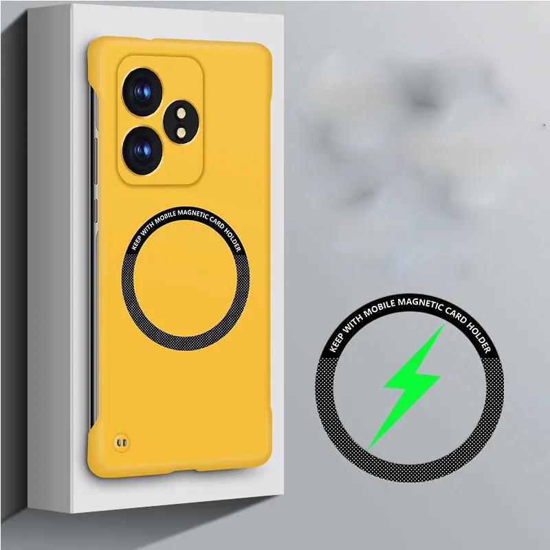 For Magsafe Magnetic Cover for POCO F6 Pro Slim Frameless Hard PC Back Cover Wireless Charging Case for POCO X6 Pro