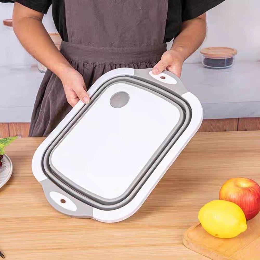 3 In 1 Folding Cutting Board Anti-slip Kitchen Chopping Block Collapsible Vegetable Basin  Picnic