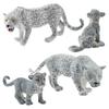 4 Stück Schneeleoparden-Figur PVC Realistische Schneeleoparden Miniatur Wildtier-Modell Actionfigur Für Sammlung