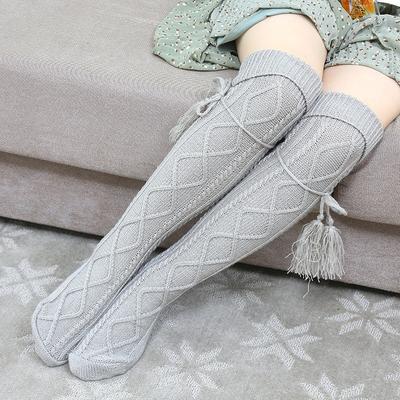 Women Winter Warm Soild Color Knitted Stockings Knitted High Over The Knee Socks