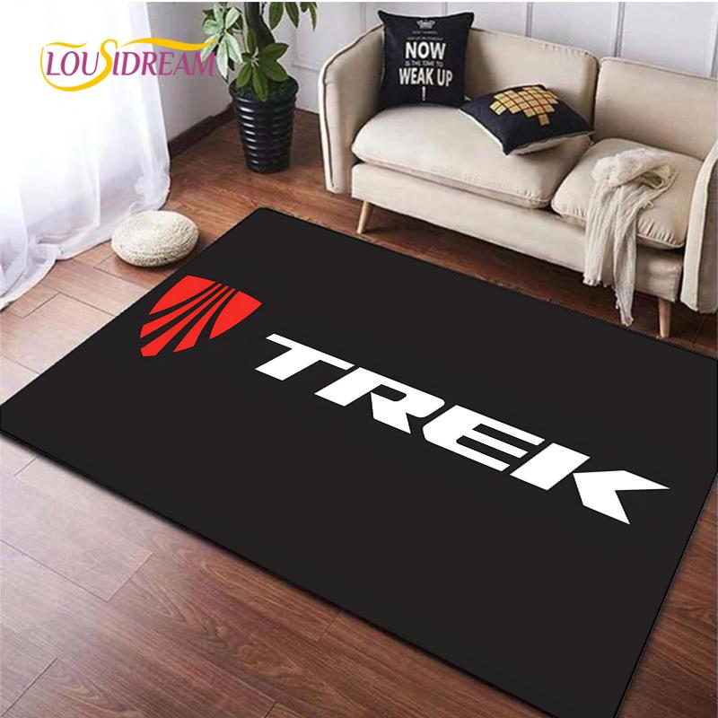 Tappeto con logo di bicicletta per Soggiorno Camera da letto Tappeti Cucina Bambini Porta Tappetino Antiscivolo Regalo di compleanno Oggetti di scena fotografici Alfombra Tappeto
