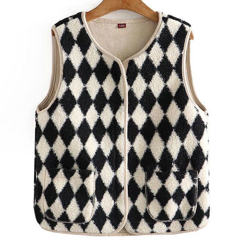 

Карточные и настольные игры Жилет из овечьей шерсти: Трендовый черно-белый жилет с цветовыми блоками и подплечниками, универсальный наряд для родителей и детей. 3XL [Recommended 42.5-55 kg]