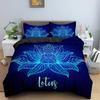 2/3dílná Sada na postel Bohemian Lotus Sada povlaku na přikrývku Mandala Květinový povlak na přikrývku Pro dospělé Černá Polyesterová sada ložního prádla Queen King Twin Pro teenagery