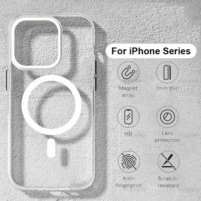 Pro magnetické pouzdro pro bezdrátové nabíjení Pro iPhone 16 15 14 13 12 11 Pro Max Plus Mini X XS XR SE Clear Cover Příslušenství