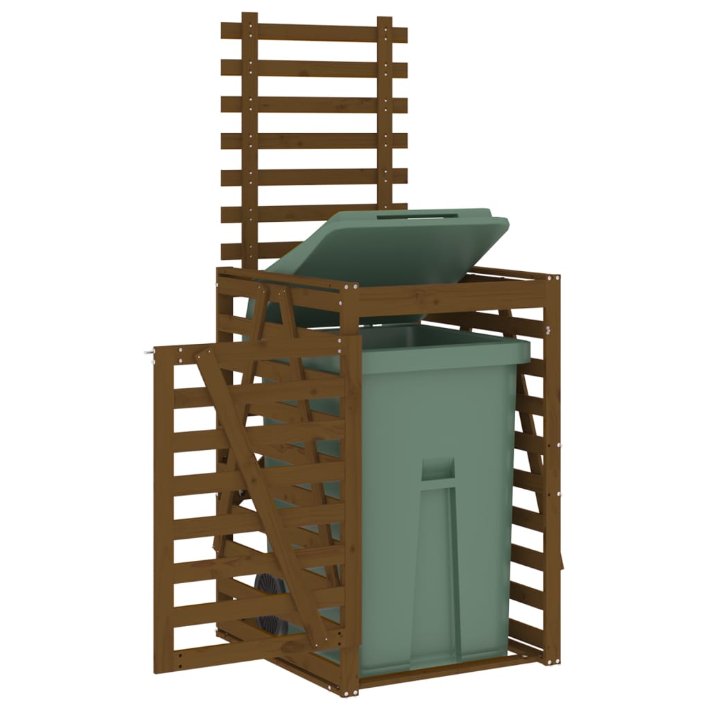 Waste Bin Enclosure Honey Brown 84 x 90 x 128.5 cm Solid Pine Wood