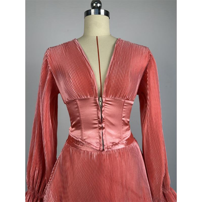 Frühling Herbst Damen Temperament V-Ausschnitt Trompetenärmel Kurzes Oberteil Halbkörperrock Freizeitanzug