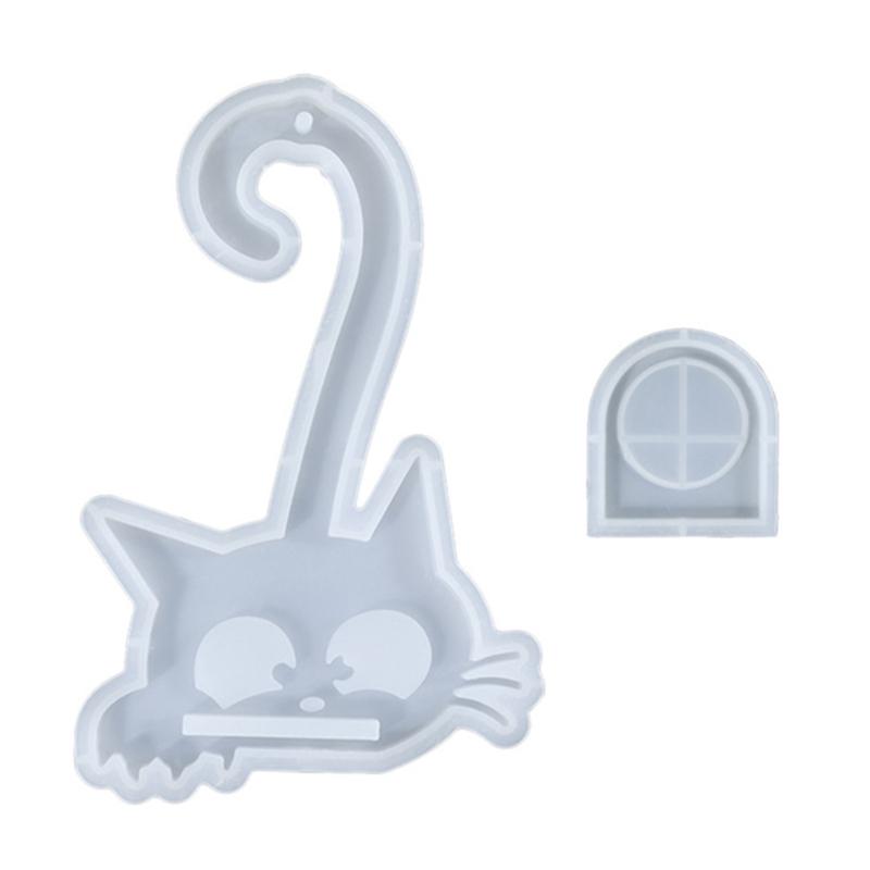 

Silicone Candle Holder Molds Kitten SIlicone Pendant Molds with Hole for Epoxy Resin Tealight Holder Home Decoration