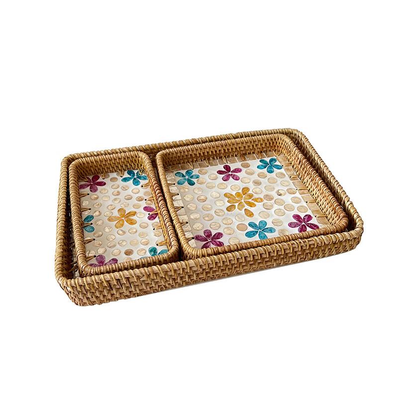 Handmade Rattan Shell Multi-purpose Tray