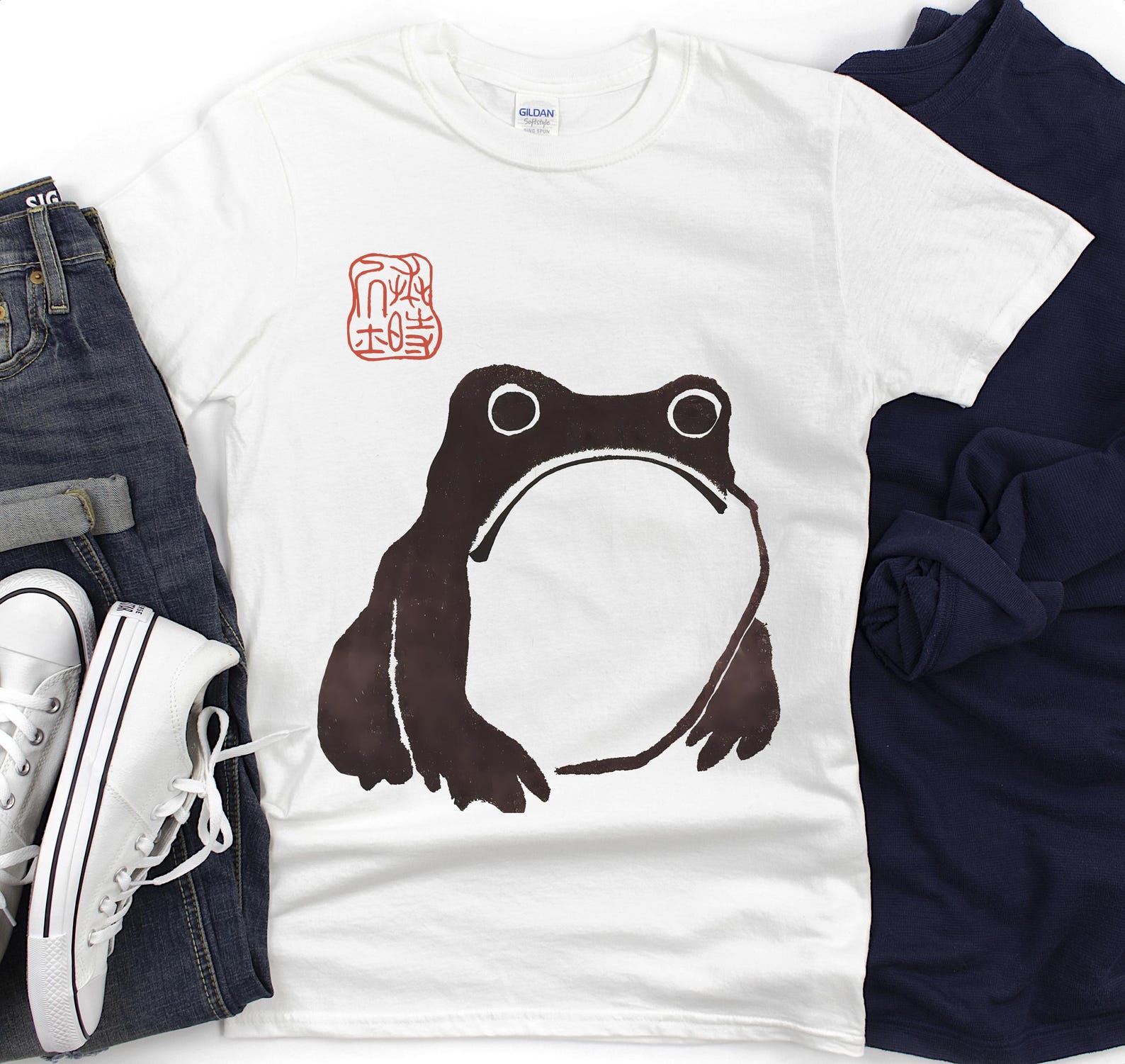 Grumpy Frog Ukiyo-e T-Shirt, Matsumoto Hoji Art Tee 2XL