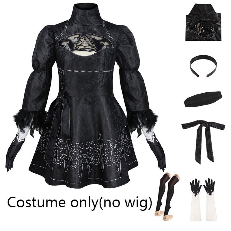 Big Size Yorha 2B Cosplay Costume Black Leotard Dress 2B Full Set Halloween Shojou Magical Girl Outfits Wig Gloves Eyemask Socks