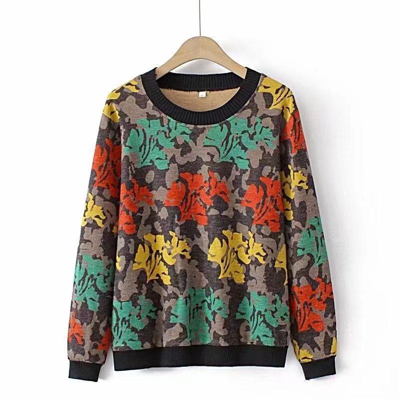 Sweatshirt for Women Cotton Oversize Fleece Thickened Loose Round Neck Casual Pullover Long Sleeve Top Sweatshirt