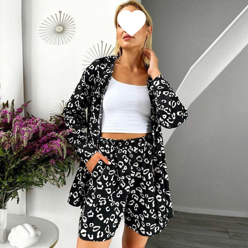Women's Plus Size Summer Casual Print Two-Piece Set: Top and Shorts