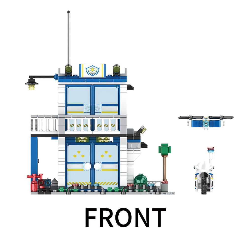 352PCS Police Station Construction Bricks Kit City Assembly Puzzle Model Toy Blocks Education Desktop Decor Gifts