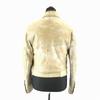 Dkny Lederblousonjacke aus Schaffell mit durchgehendem Reißverschluss für Damen M Beige Glänzender Stoff im Bikerstil(GEBRAUCHT)