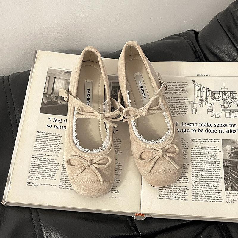 

French bow temperament one-word belt inner height increase single shoes women s summer 2025 new fairy style Mary Jane shoes 39 бежевый