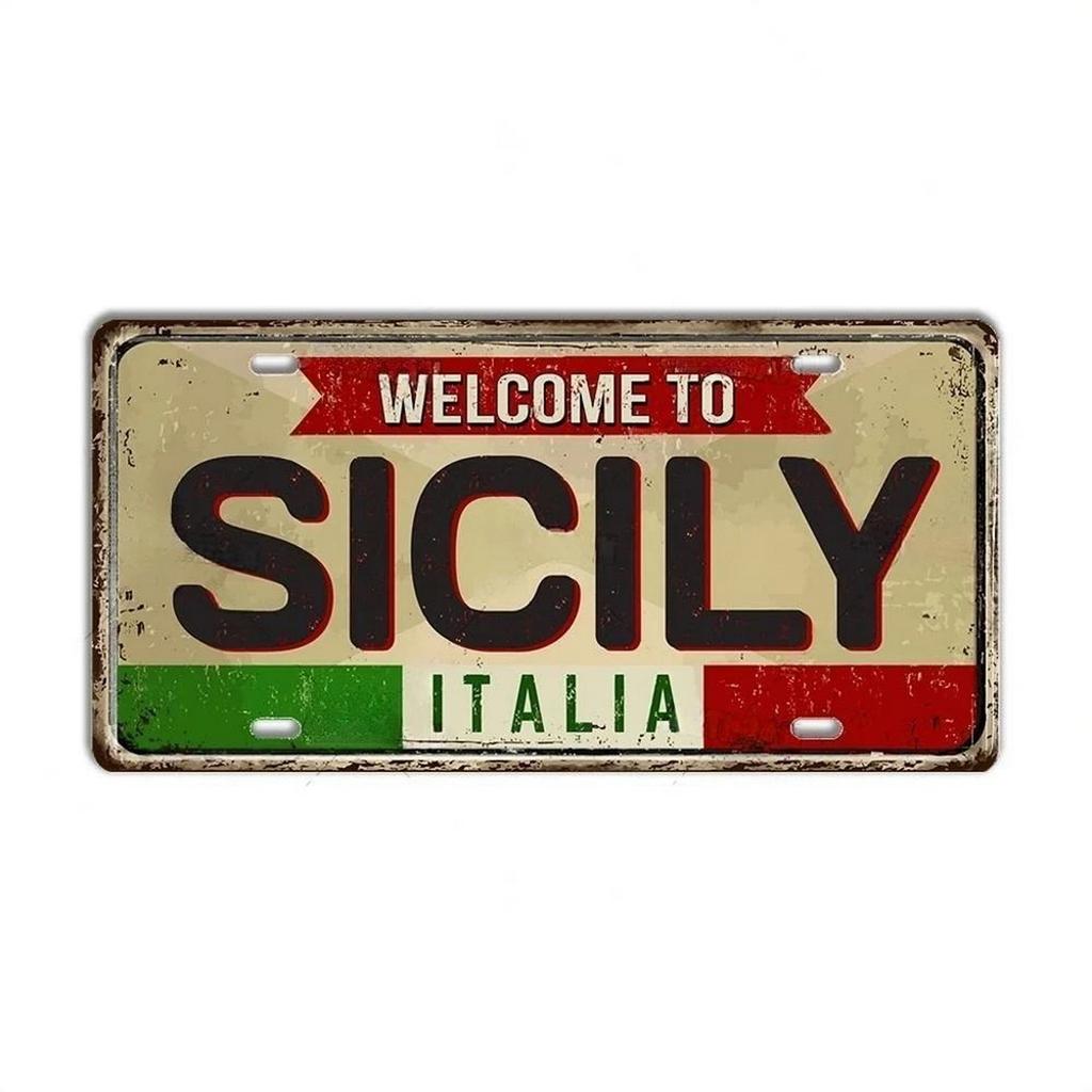 Mfoever Tin Italy License Plates for Wall Art Decoration Metal Tin Signs Vintage Tags Metal Automotive Signs For Cafe Bar Club Garage Pubs