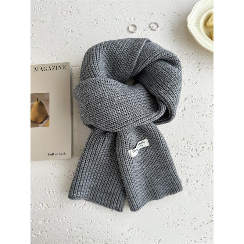Sheep wool couple solid color knitted wool scarf women's autumn and winter value for money, thickened warm scarf