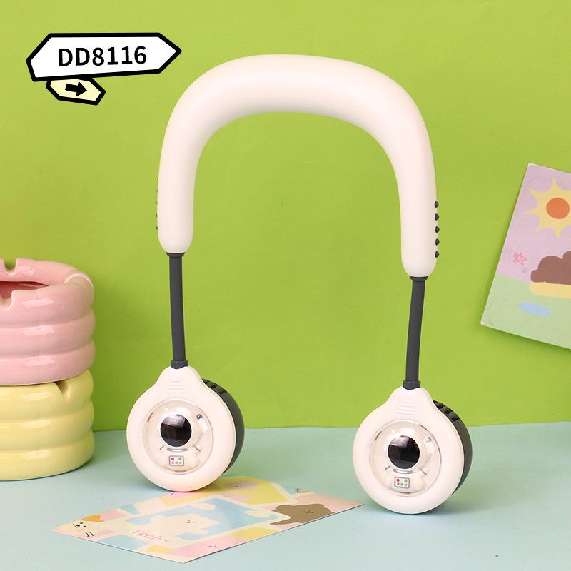 

USB Rechargeable Cartoon Neck Fan: Three-Speed, Portable for Outdoor Sports and Hiking. Color білий