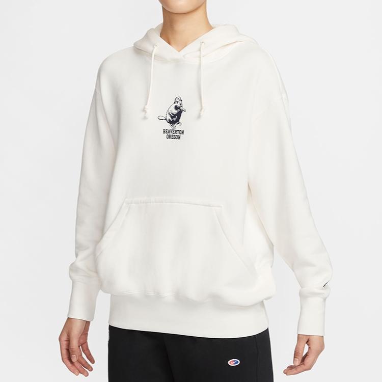 Nike Ležérní volná mikina s kapucí Dámské mikiny Bílá HV1743133