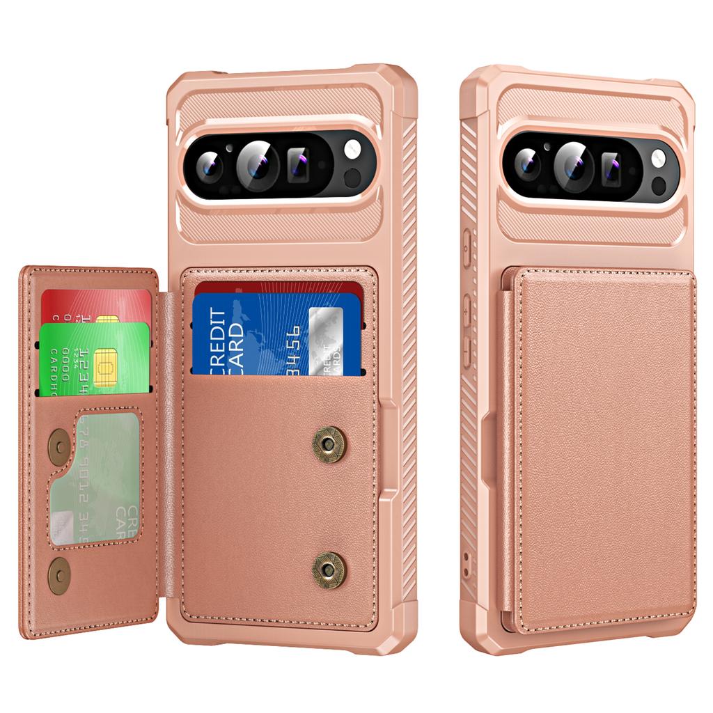 For Google Pixel 10 Pro XL Case Card Slot Kickstand Leather + TPU Reinforced Corner Phone Cover