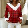 Women's T Shirt Tee Print Shirt Long Sleeve Party Fleece Collar V Neck  Top