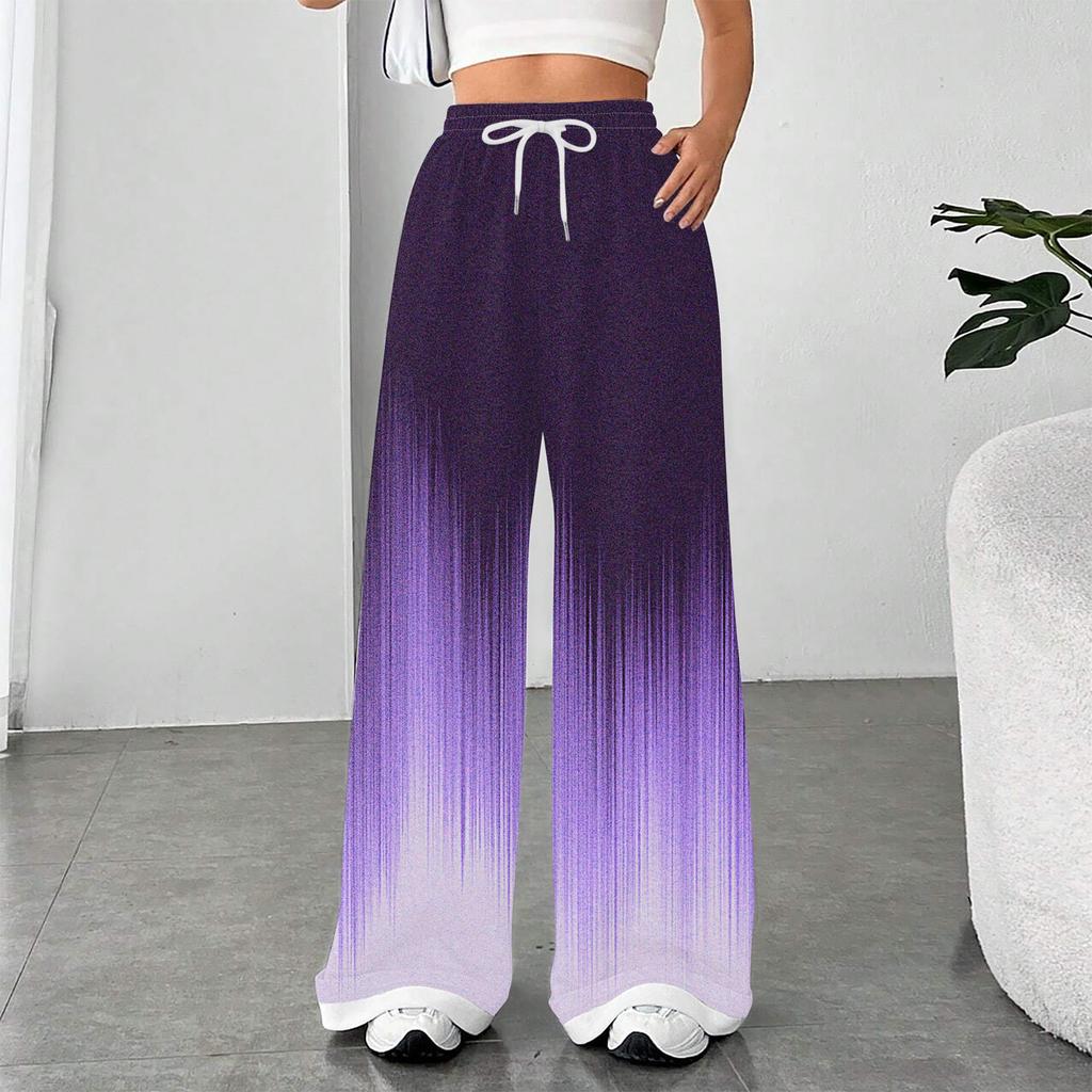 Moda feminina solta com cordão na cintura gradual calças esportivas casuais calças casuais