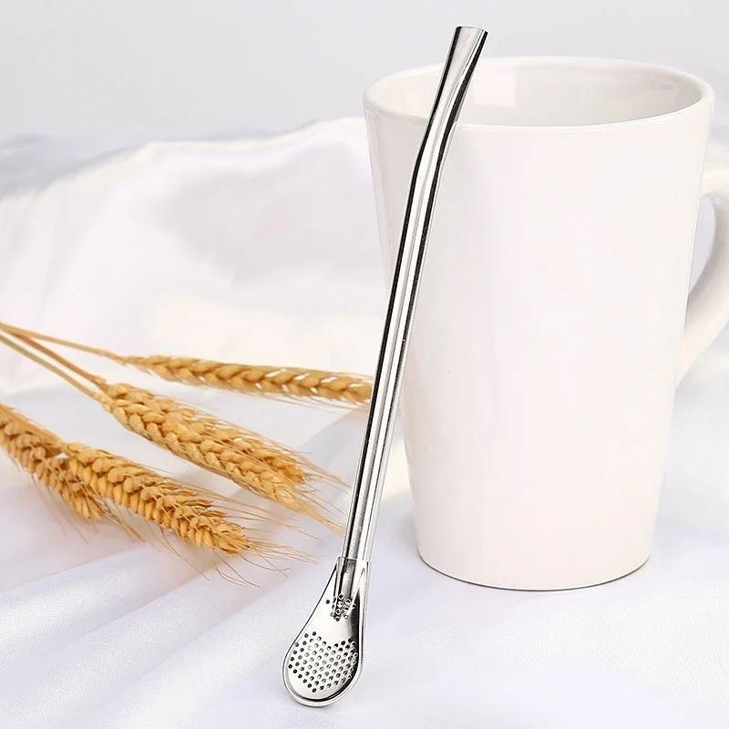 1 Pcs Multi-functional Fashion New Style High-grade Drinking Straws, Healthy Stainless Steel Straws & Stir Bar & Spoons