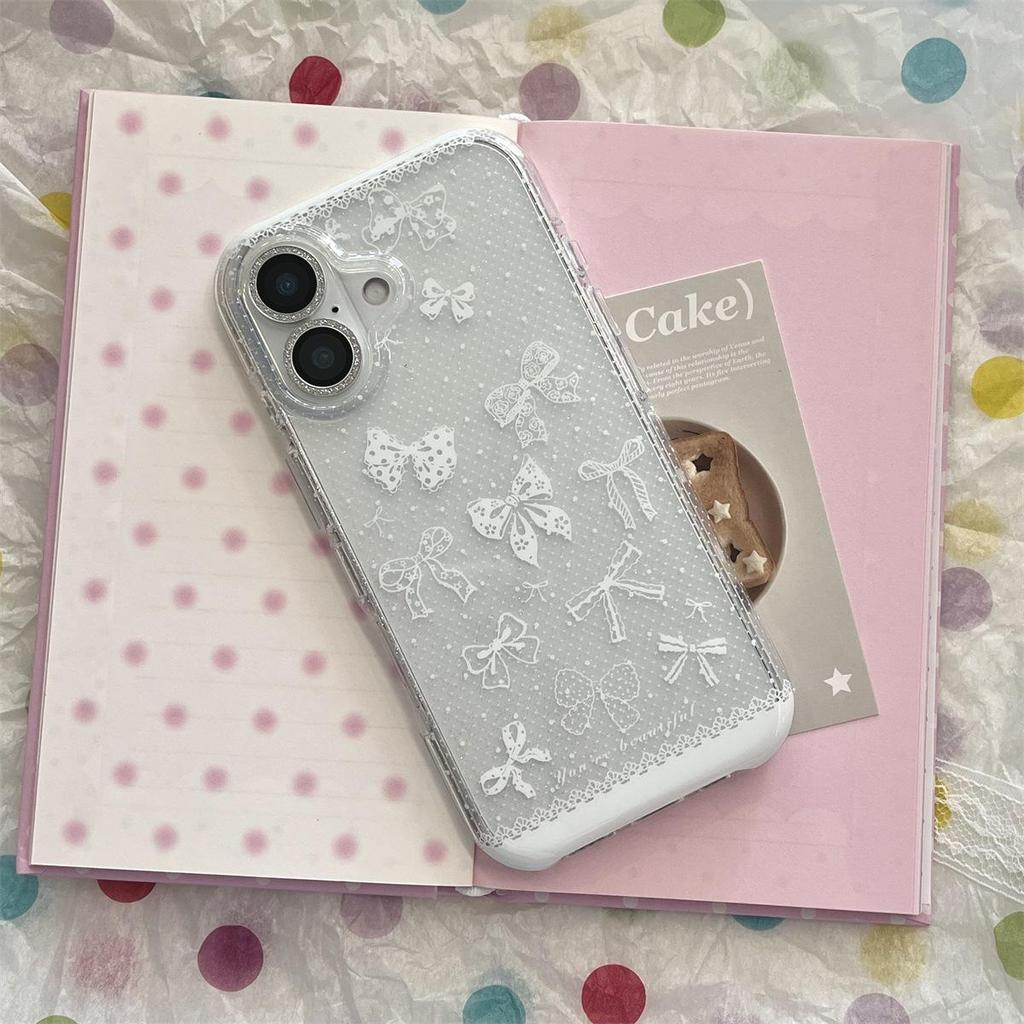 Double Layer Lace Bow Anti-Drop Case for iPhone 14/13 and Apple 17/16/15 Pro Max
