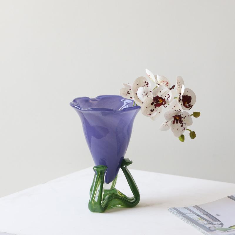Luxury Glass Vase for Flowers Elegant Home Decor Desktop Floral Arrangement Living Room Decor