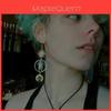 Butterfly Moon Pendant Earrings With Green Crystal Hearts For Gothic Women