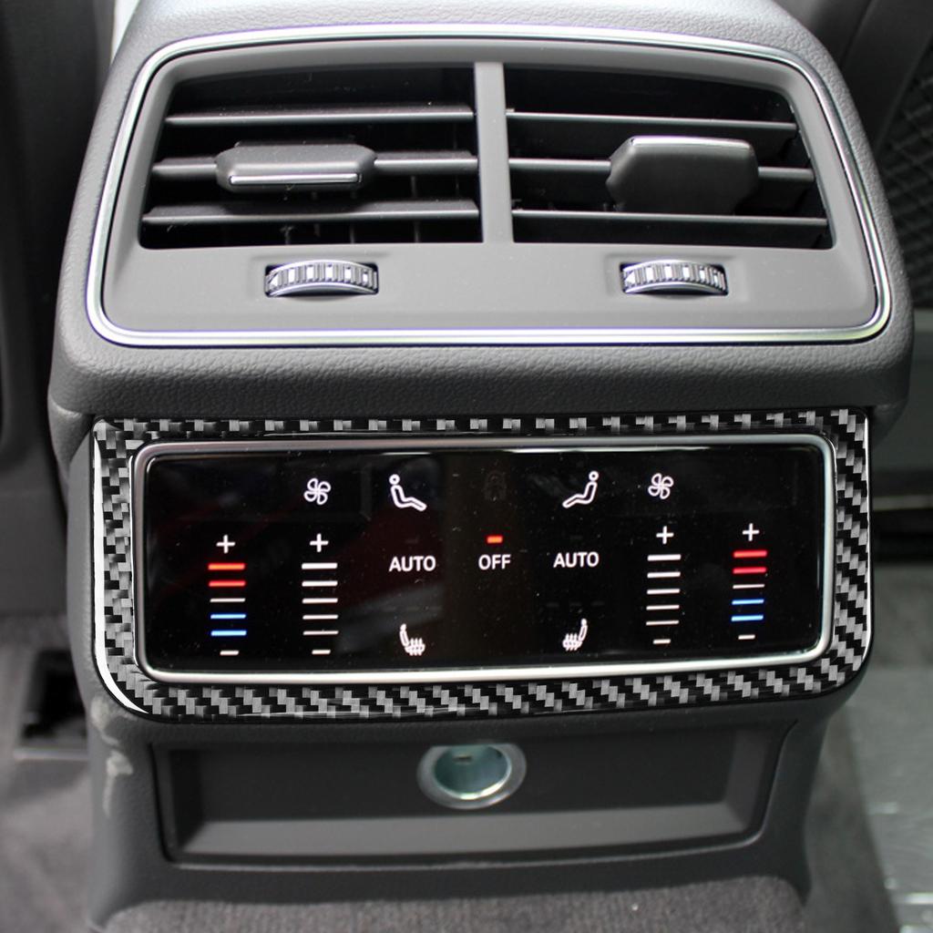 For Adui A6 A7 C8 2019-2024 Carbon Fiber Rear Air Conditioning Control Storage Frame Panel Cover Trim Car Accessories Sticker