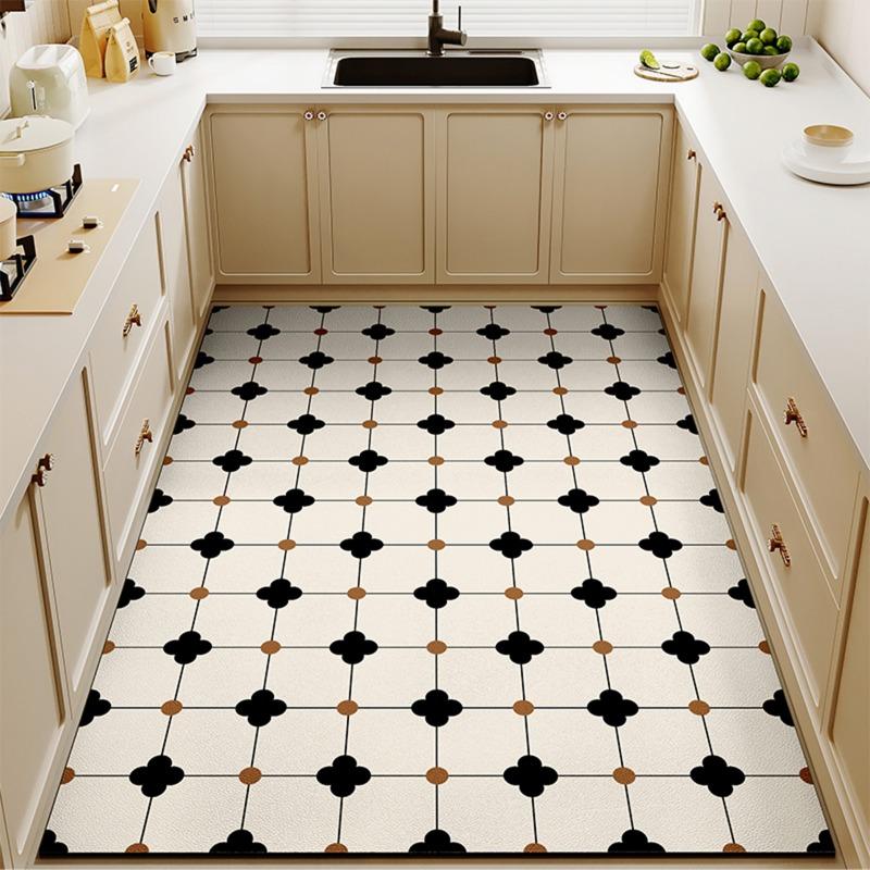 Kitchen Carpet Large Area Rug Pvc Floor Mat Waterproof Oil-proof Leather Foot Mats Home Decoration Plaid Rugs Alfombra De Cocina