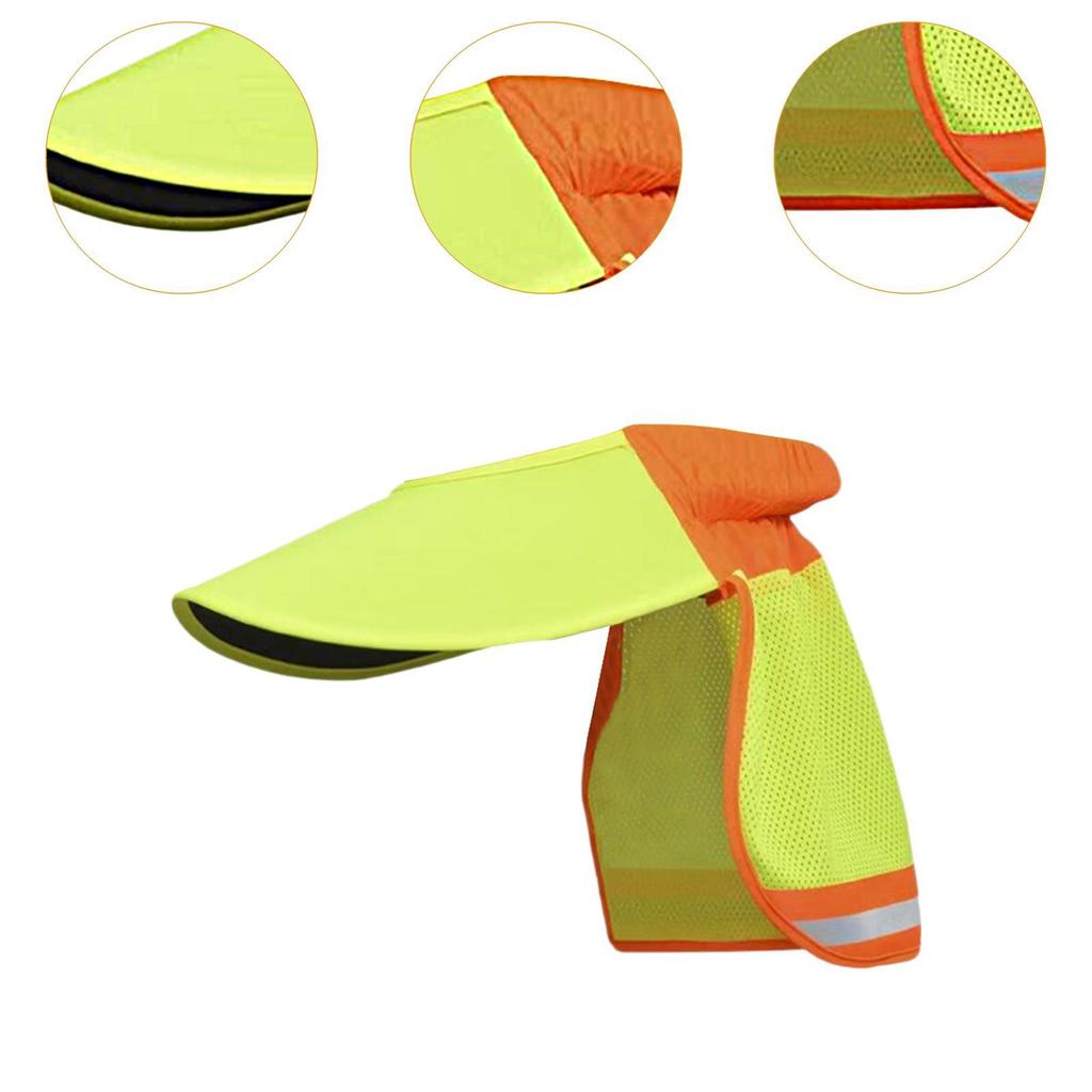 Schutzschirm für Schutzhelm mit Nackenschutz und reflektierendem Streifen, hohe Sichtbarkeit, breiter Rand für Bauarbeiter, Damen, Herren