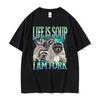 2026 Summer Life Ls Soup L Am Fork Raccoon Funny Meme Graphic T Shirt Gift Unisex Unisex Fashion Casual Humor Tee Oversized Tshirt