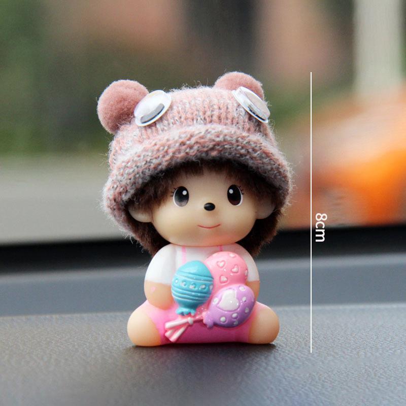 Mini figurky Monchhichi Roztomilé ozdoby Monchchi na stůl Sedící Monkiki Dekorace na palubní desku Model figurky Dětské dárky