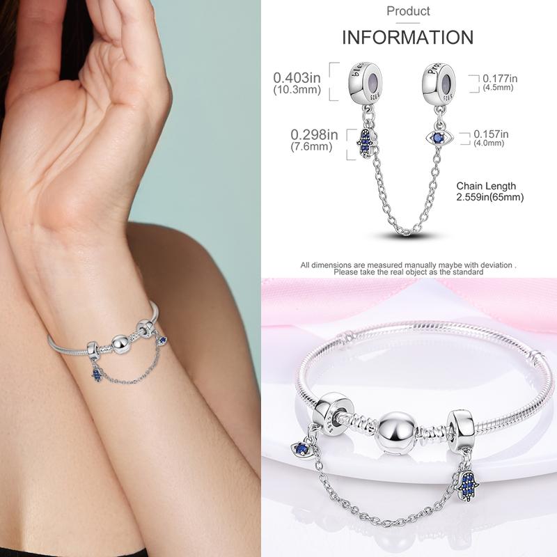 Star Moon Round Clip Copper Safety Chain Charms Butterfly Fly Heart Sliding Spacer Beads Original Women Bracelet Diy Jewelry